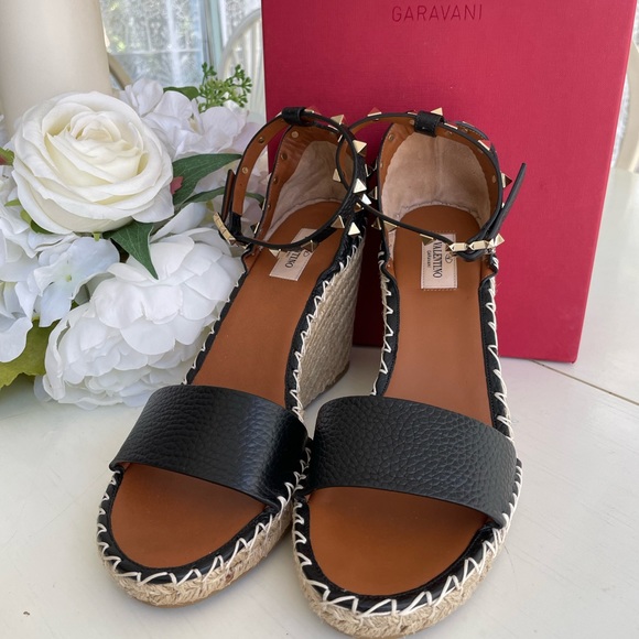 Valentino Garavani Shoes - ❌SOLD OUT❌Valentino Black Rockstud Wedge Sandals Size 41